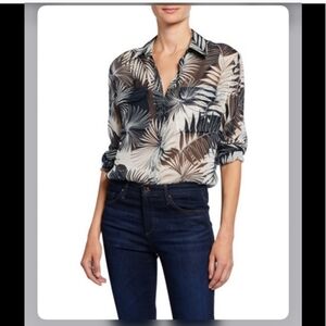 Equipment Silk Bohemian Flowy Tropical Floral Sheer Button Down Casual Shirt